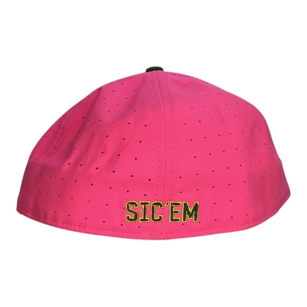 Nike‎ True Dri-Fit Pink & Green Baylor University BU Flat Bill Fitted Cap